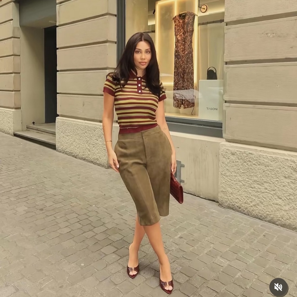 Zara Striped Short Sleeve Polo Shirt